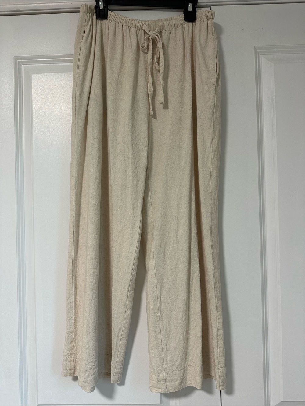 Final Touch Beige Linen Blend Wide Leg Pants